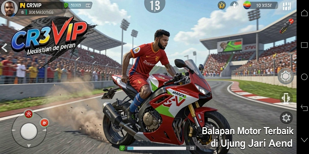 Gameplay mendebarkan di lintasan balapan motor.