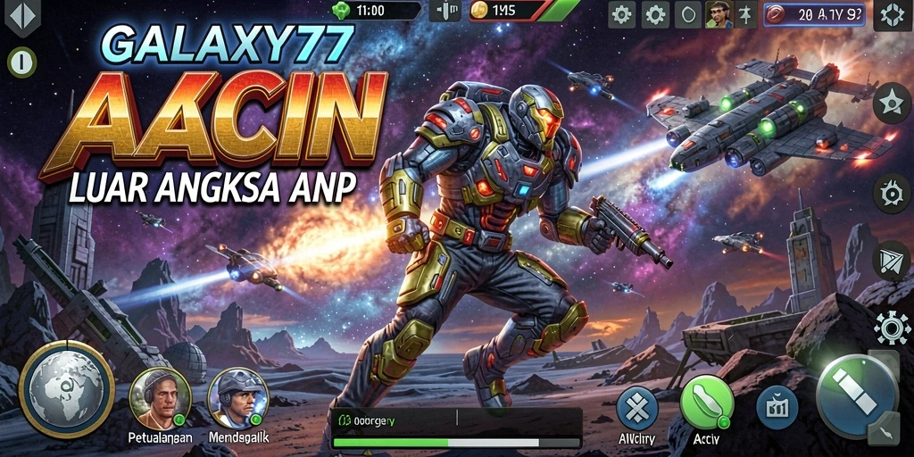 Tampilan gameplay mendebarkan di GALAXY77 dengan aksi luar angkasa yang seru.