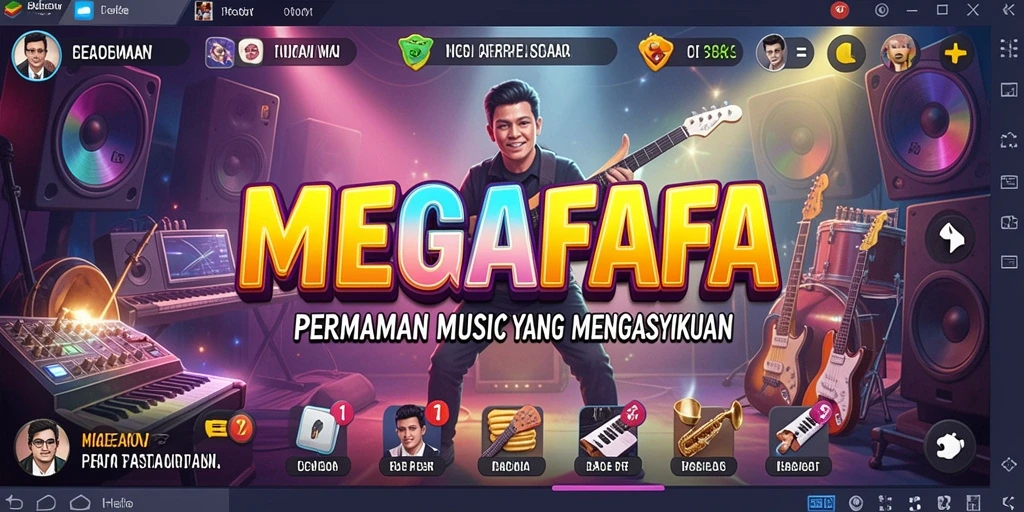 Tampilan gameplay MEGAFAFA yang menarik dengan berbagai pilihan lagu.