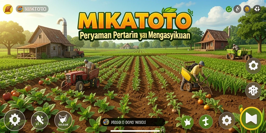 Tampilan gameplay seru di MIKATOTO dengan aktivitas bertani.