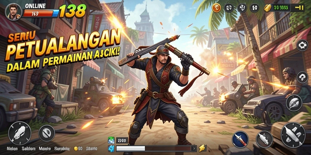 Tampilan gameplay action seru dan mendebarkan dari ONLINE138.