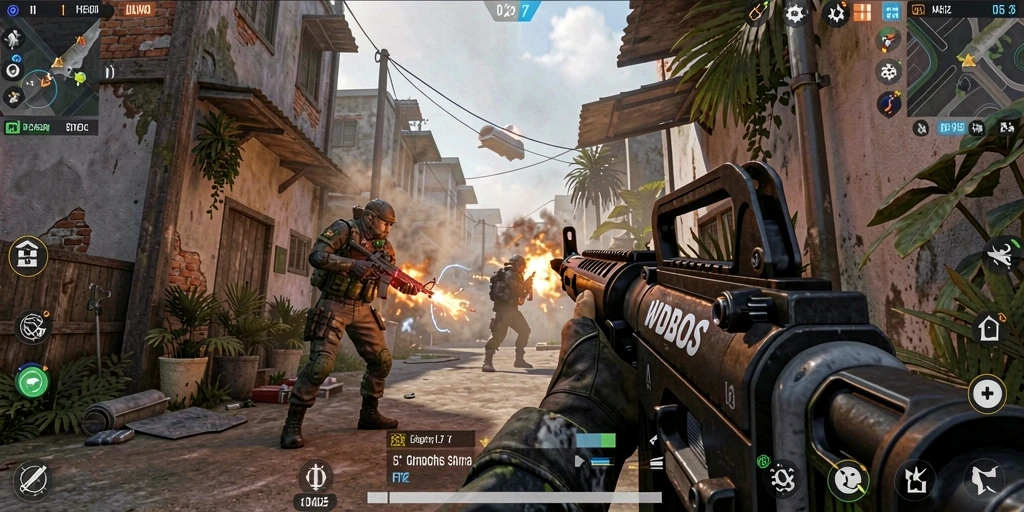 Screenshot gameplay WDBOS menunjukkan aksi tembak-menembak yang mendebarkan.