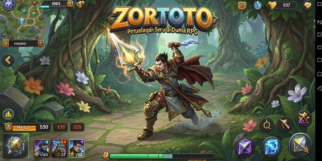 Tampilan aksi seru dalam ZORTOTO yang penuh dengan strategi RPG.